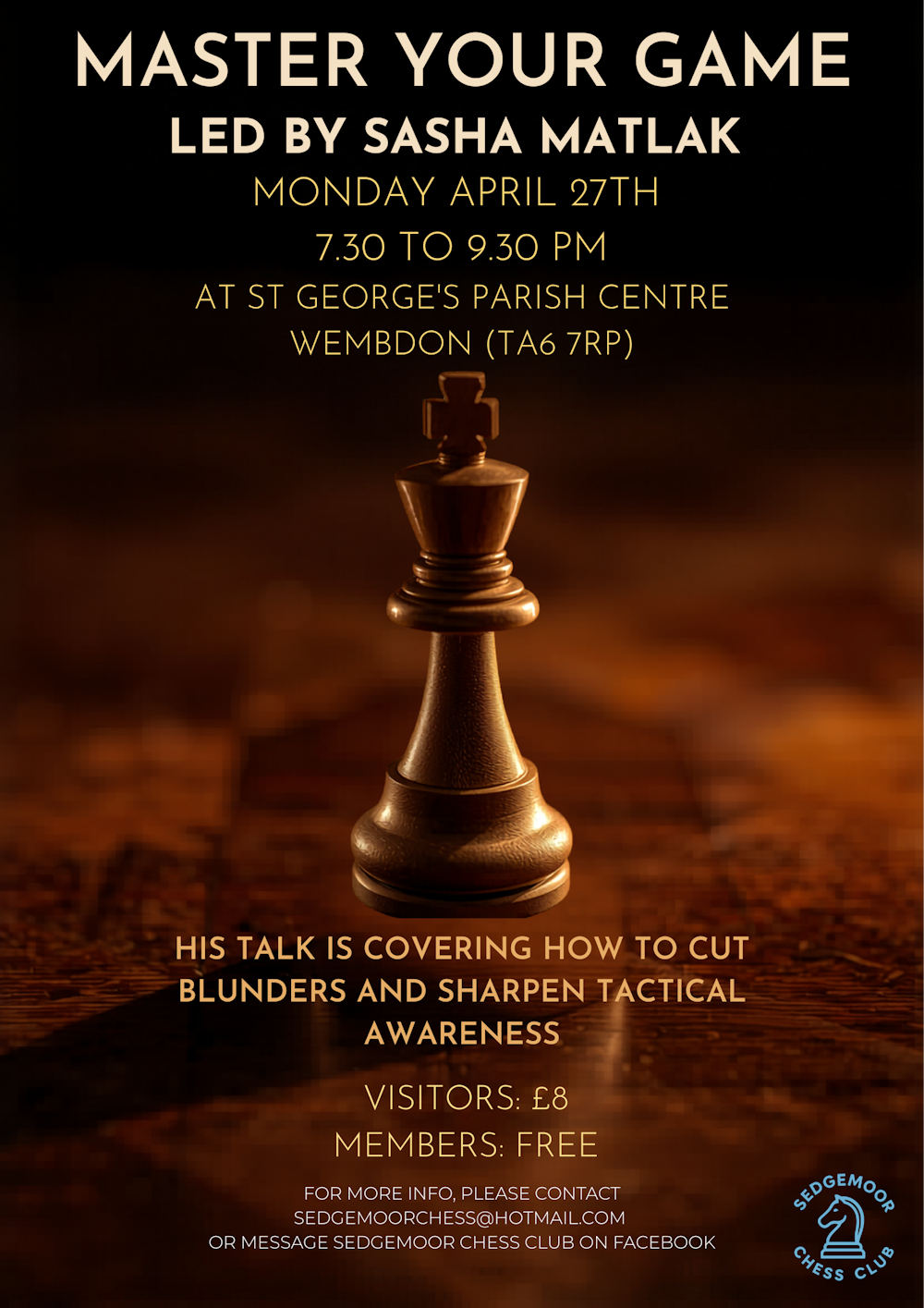 Sedgemoor chess talk event flyer